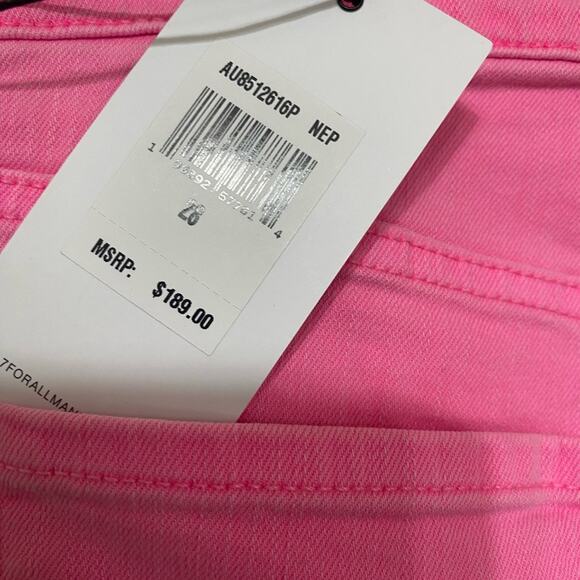 7 For All Mankind Pink High Waist Slim Kick Jean, NEW  Size 28 - Picture 6 of 9